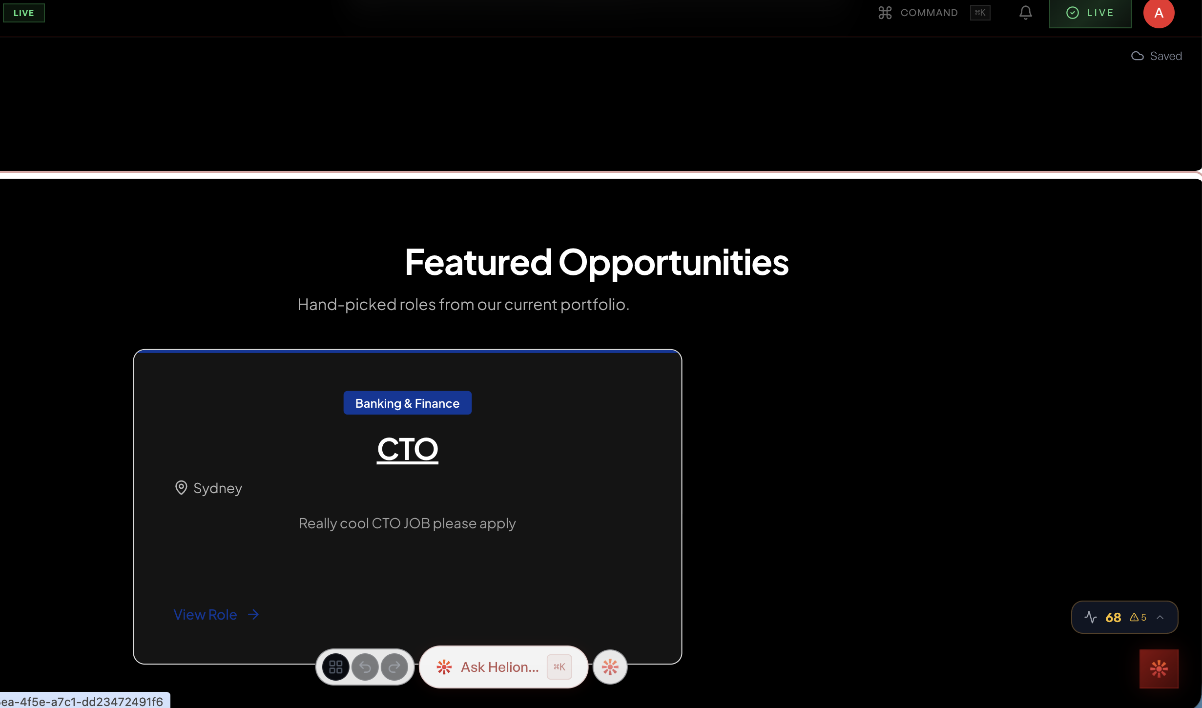 Featured Opportunities section on the job portal showing a synced CTO role from JobAdder